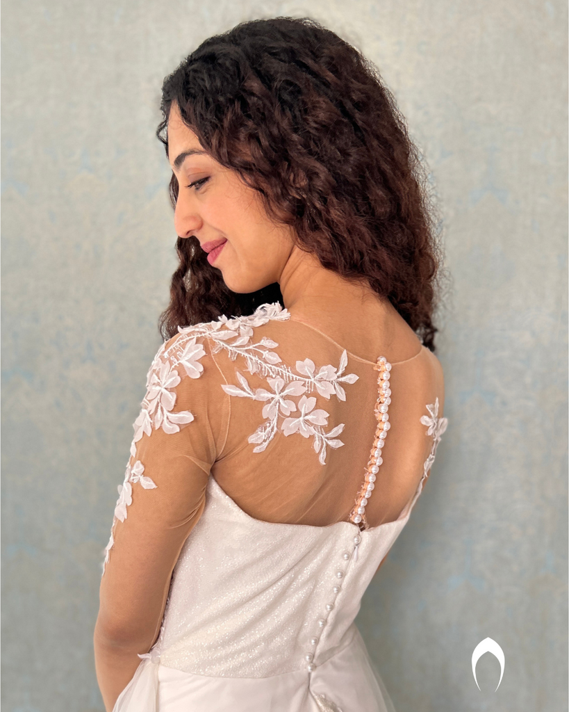 Signature bridal Aline with floral lace embroidery