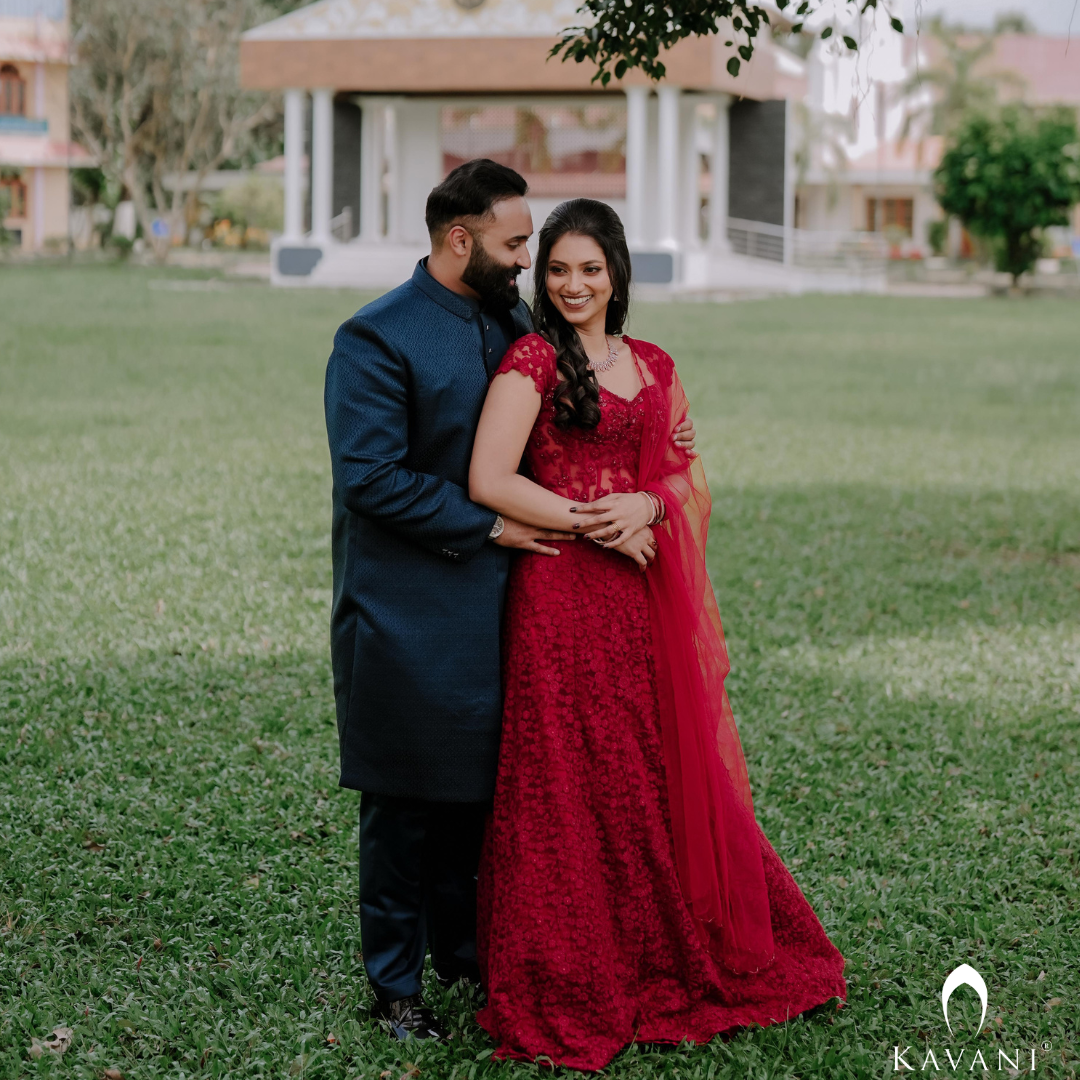 Our precious bride in her beautiful and classic looking reddish lehenga with beautiful self color thread embroidery lace