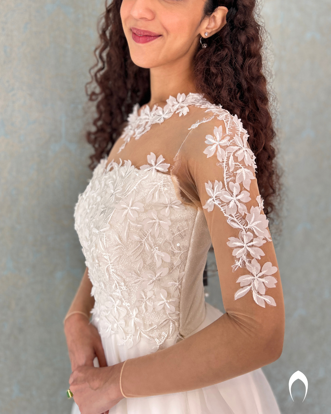 Signature bridal Aline with floral lace embroidery