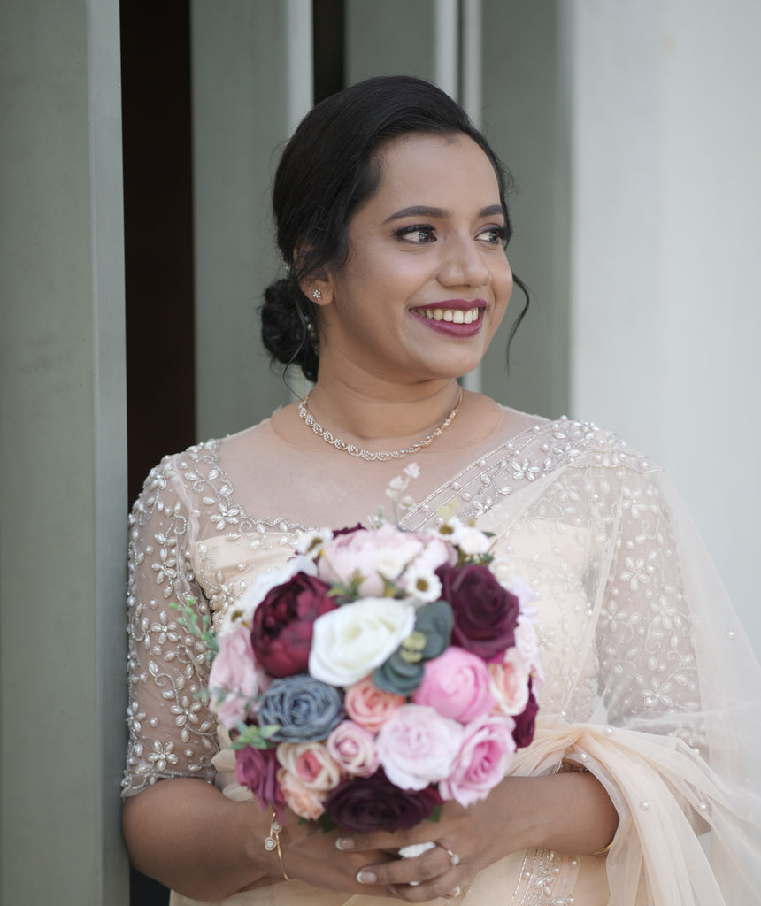 Signature christian bridal fully hand embroidered custom-made saree in net