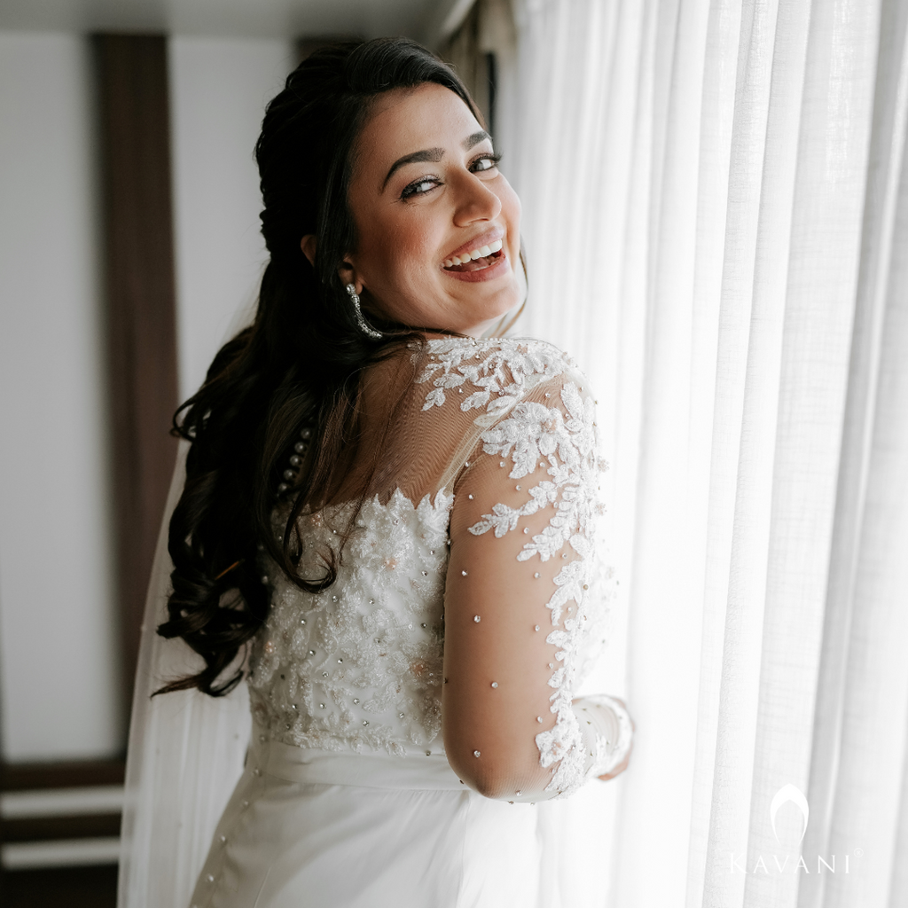 Our beautiful bride in her stunning looking beautiful and stunning bridal mermaid out with a beautiful draping outfit and stunning embellished lace embroidery work