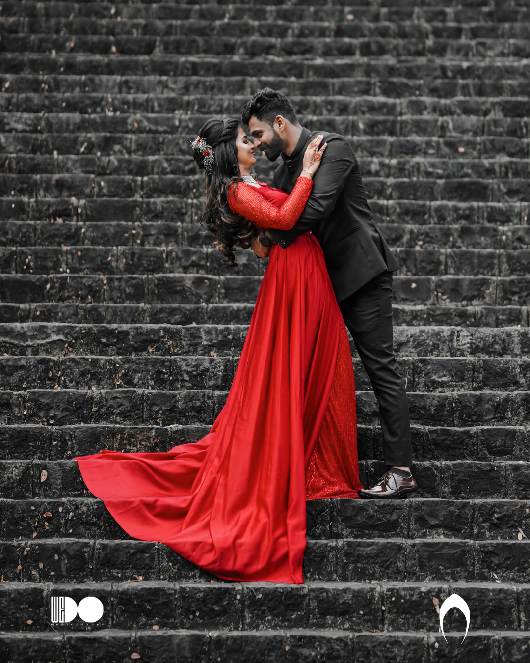Signature custom made sequin dress in red color