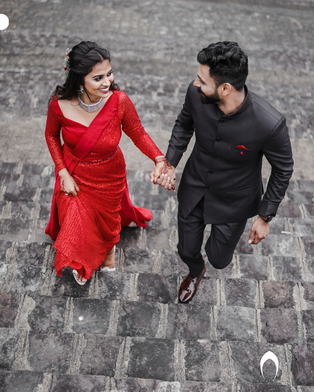 Signature custom made sequin dress in red color