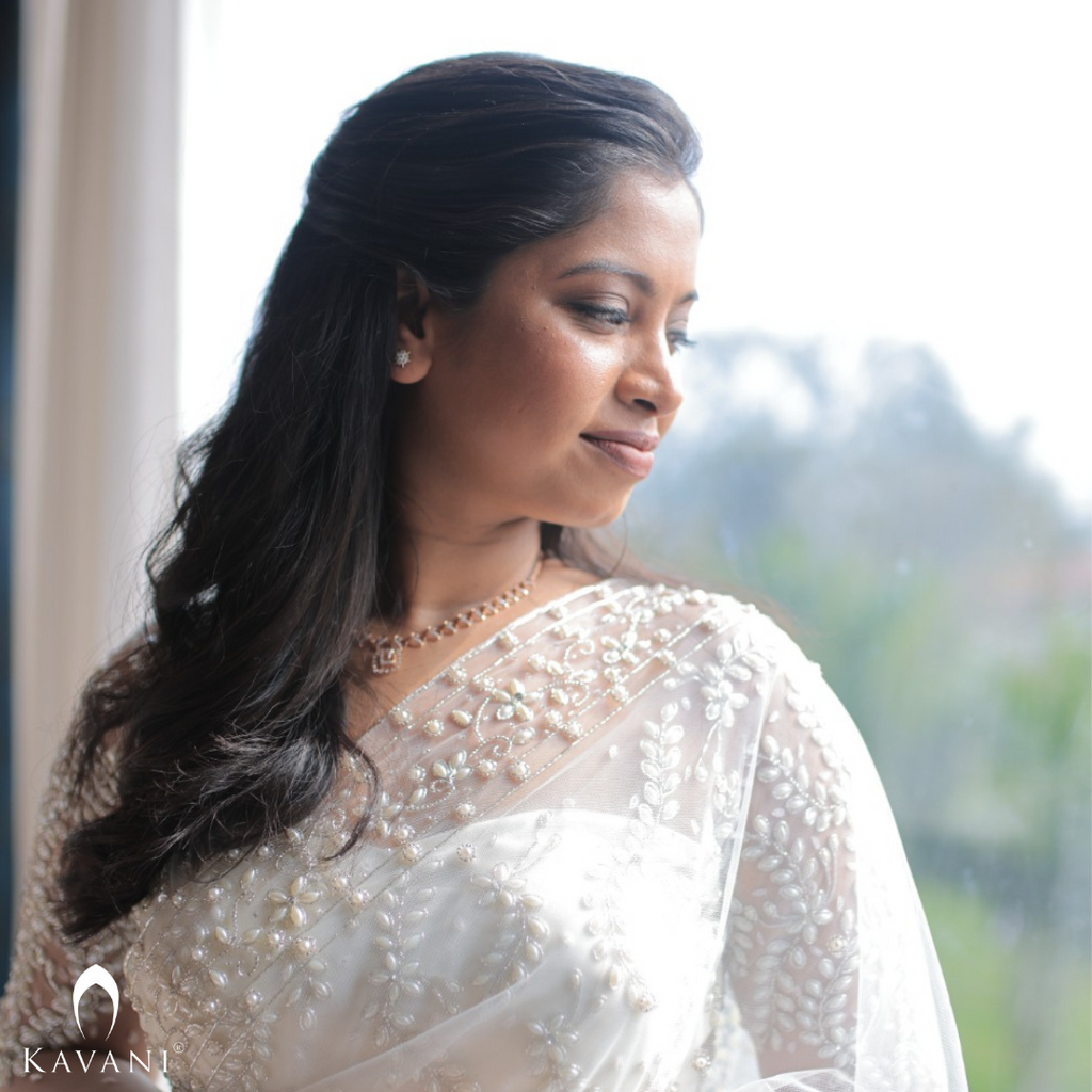 Signature christian bridal fully hand embroidered custom-made saree in net