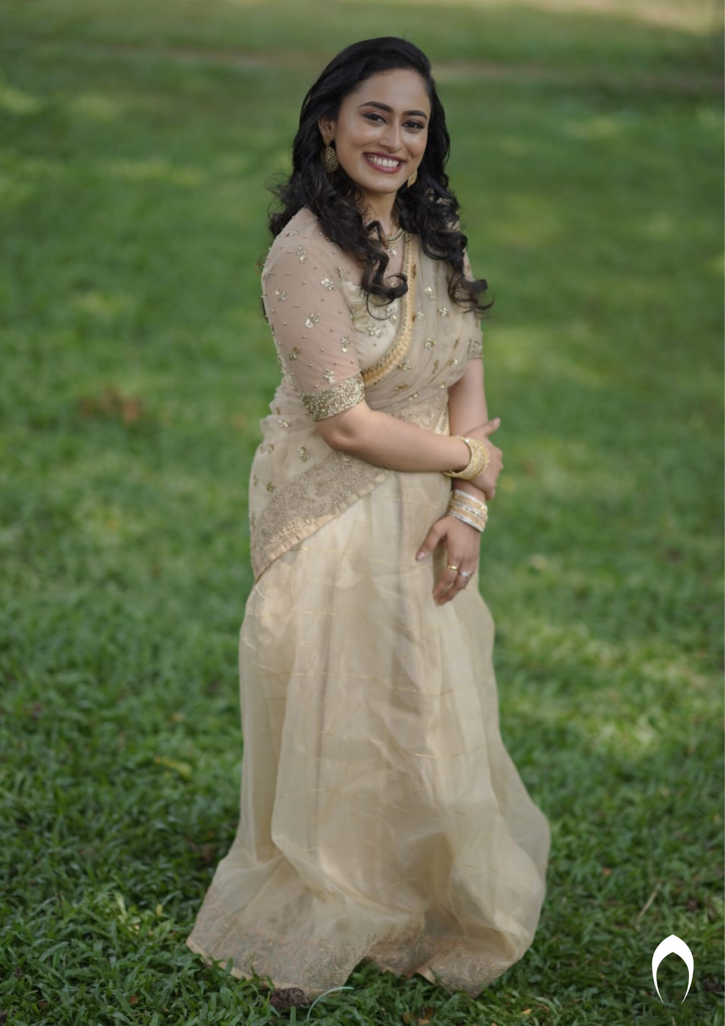 Signature bridal Lehanga in golden embellished organza