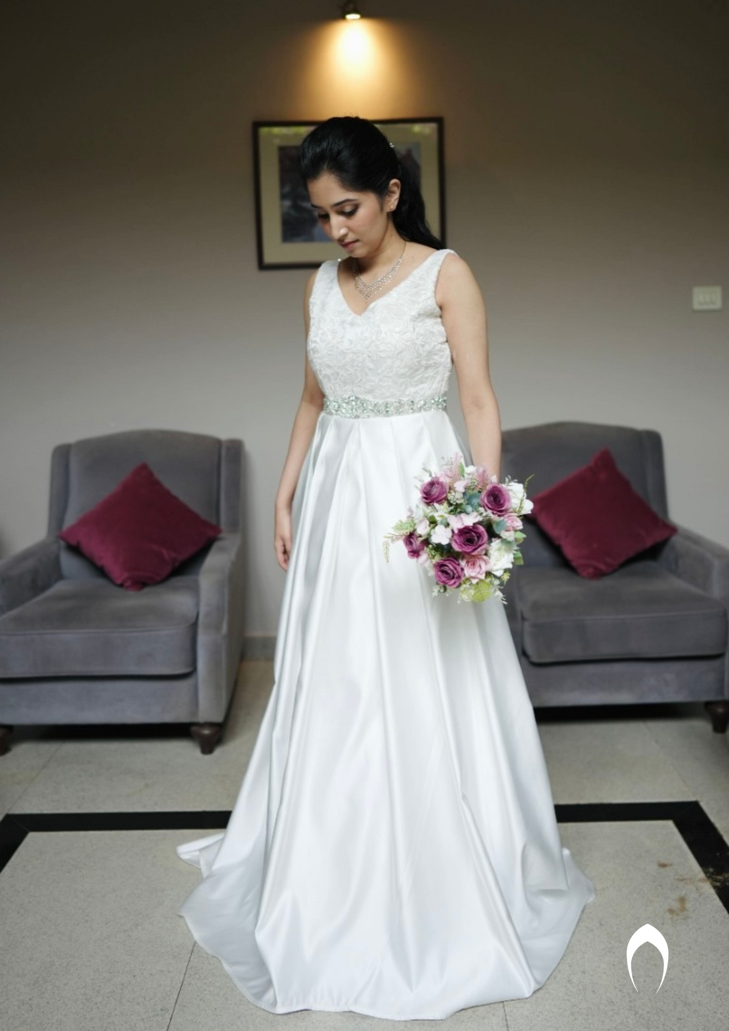 Signature christian bridal  satin gown with pockets