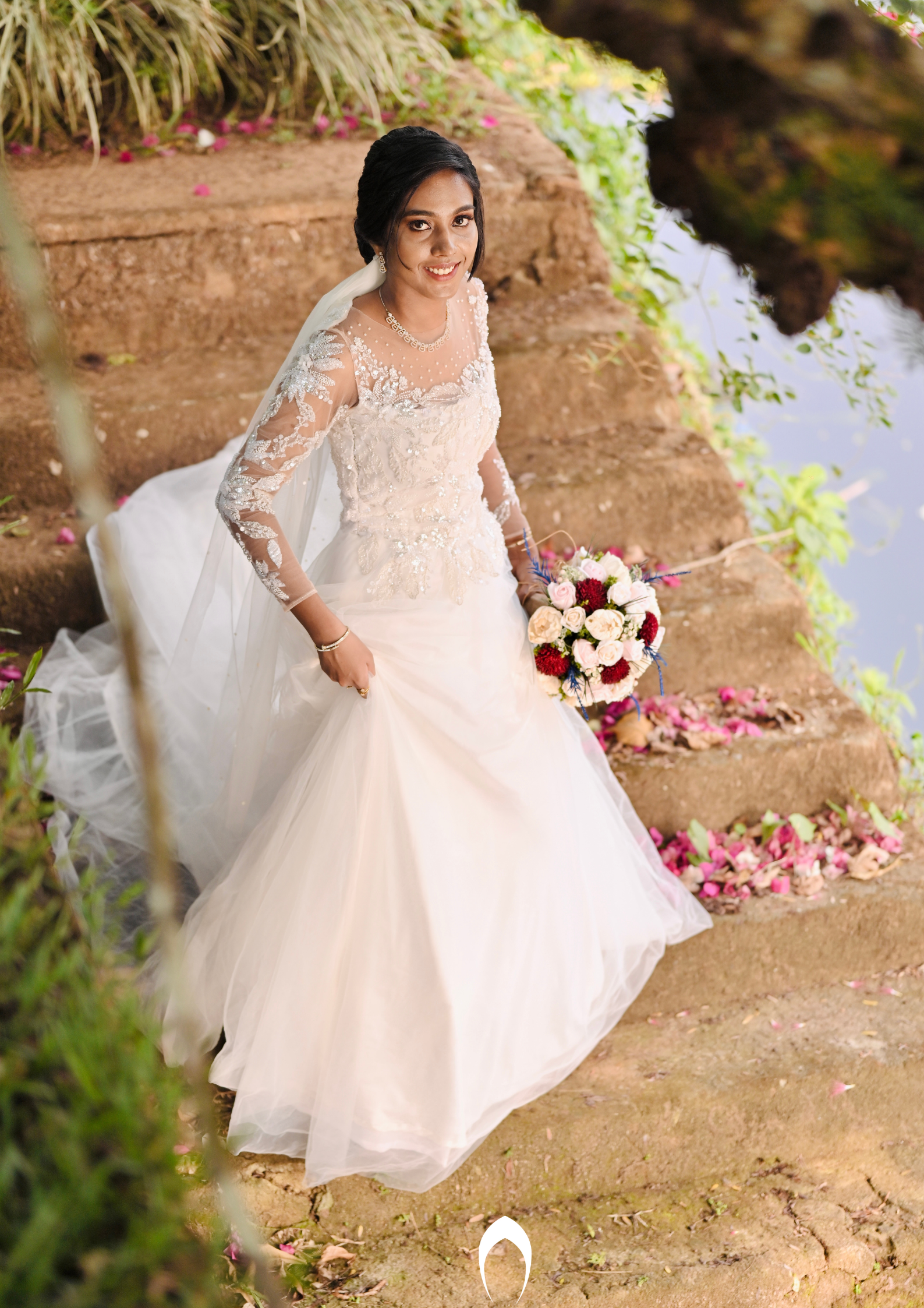 Signature Christian bridal A line gown carried by bride Tanny