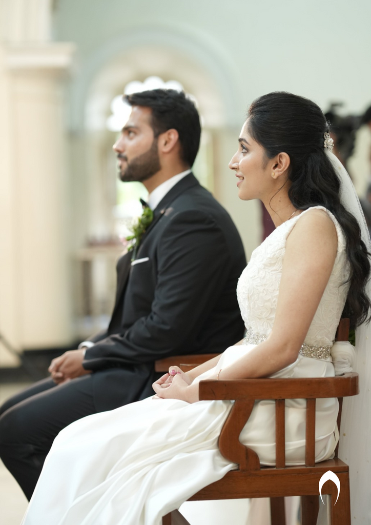 Signature christian bridal satin gown with pockets