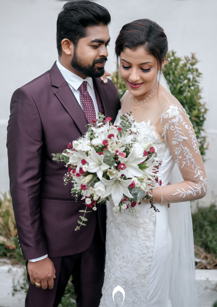 Signature Christian bridal mermaid gown carried by bride Rose