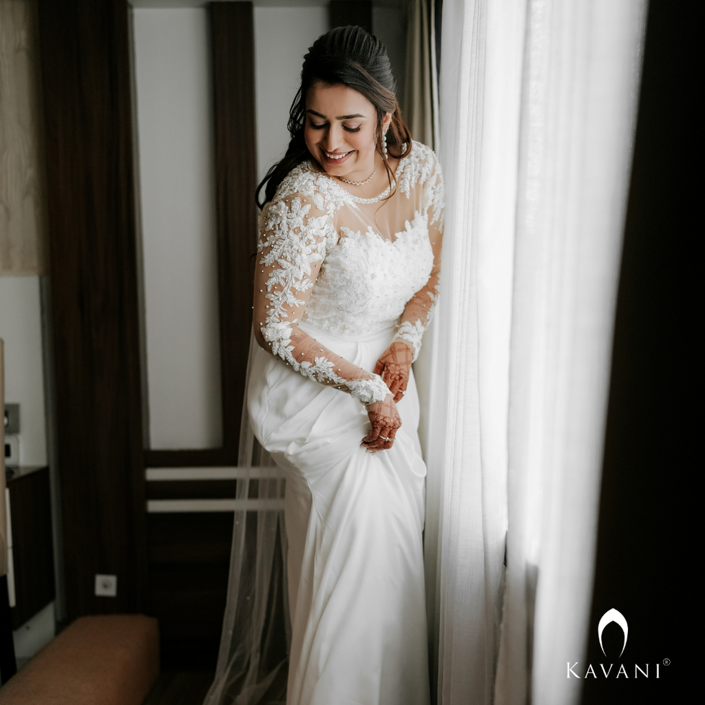 Our beautiful bride in her stunning looking beautiful and stunning bridal mermaid out with a beautiful draping outfit and stunning embellished lace embroidery work