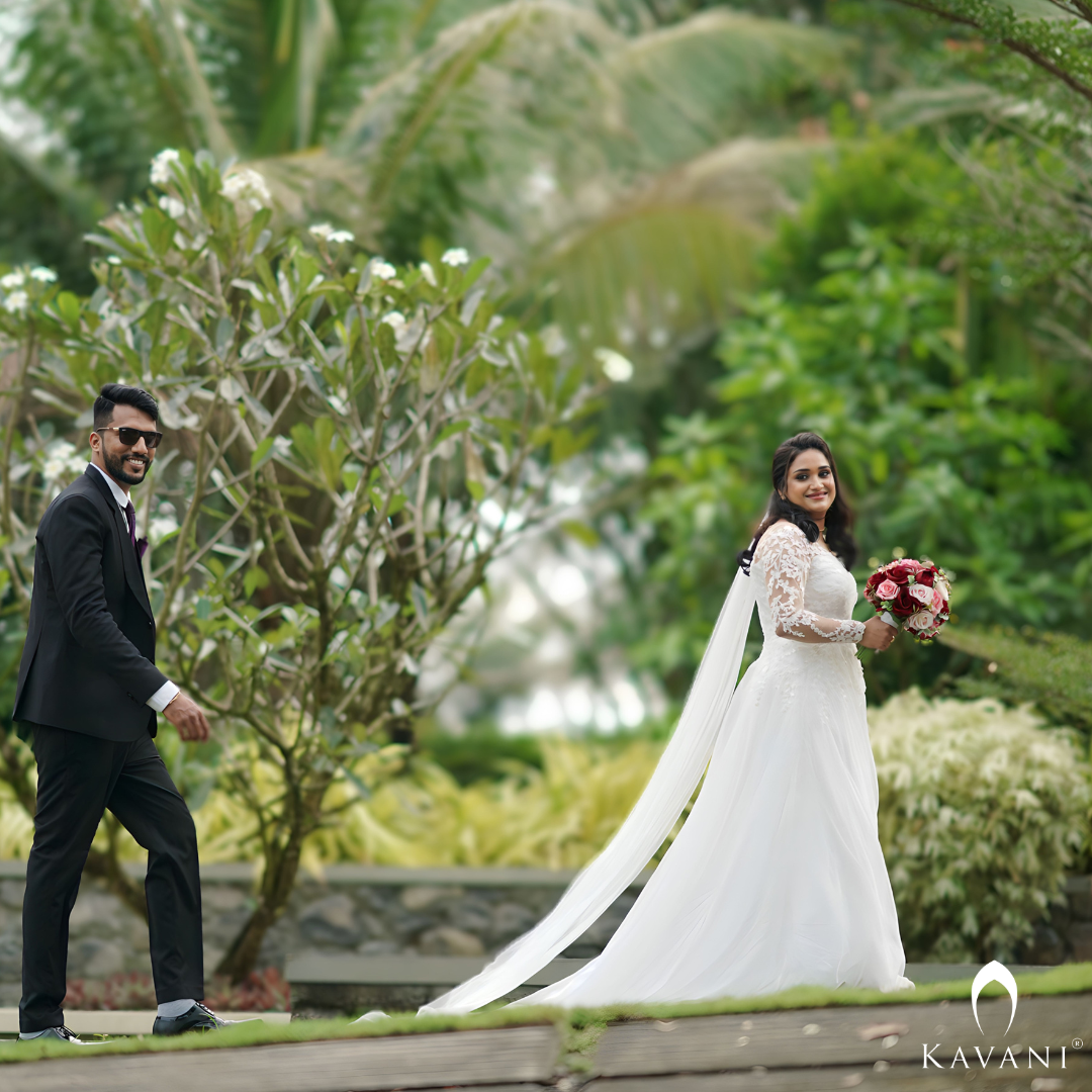 Signature bridal saree in white organza with embellished lace fabric