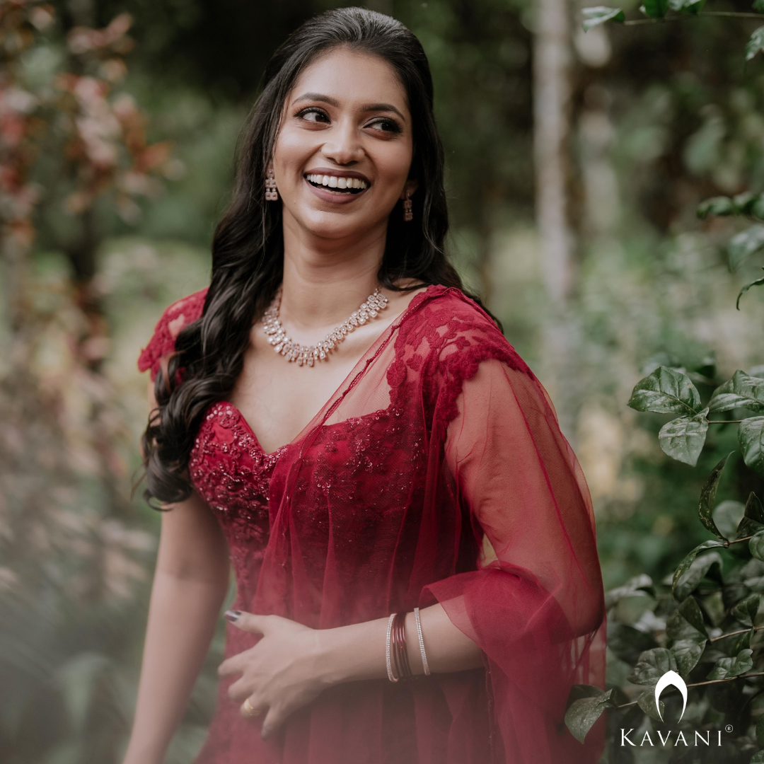 Our precious bride in her beautiful and classic looking reddish lehenga with beautiful self color thread embroidery lace