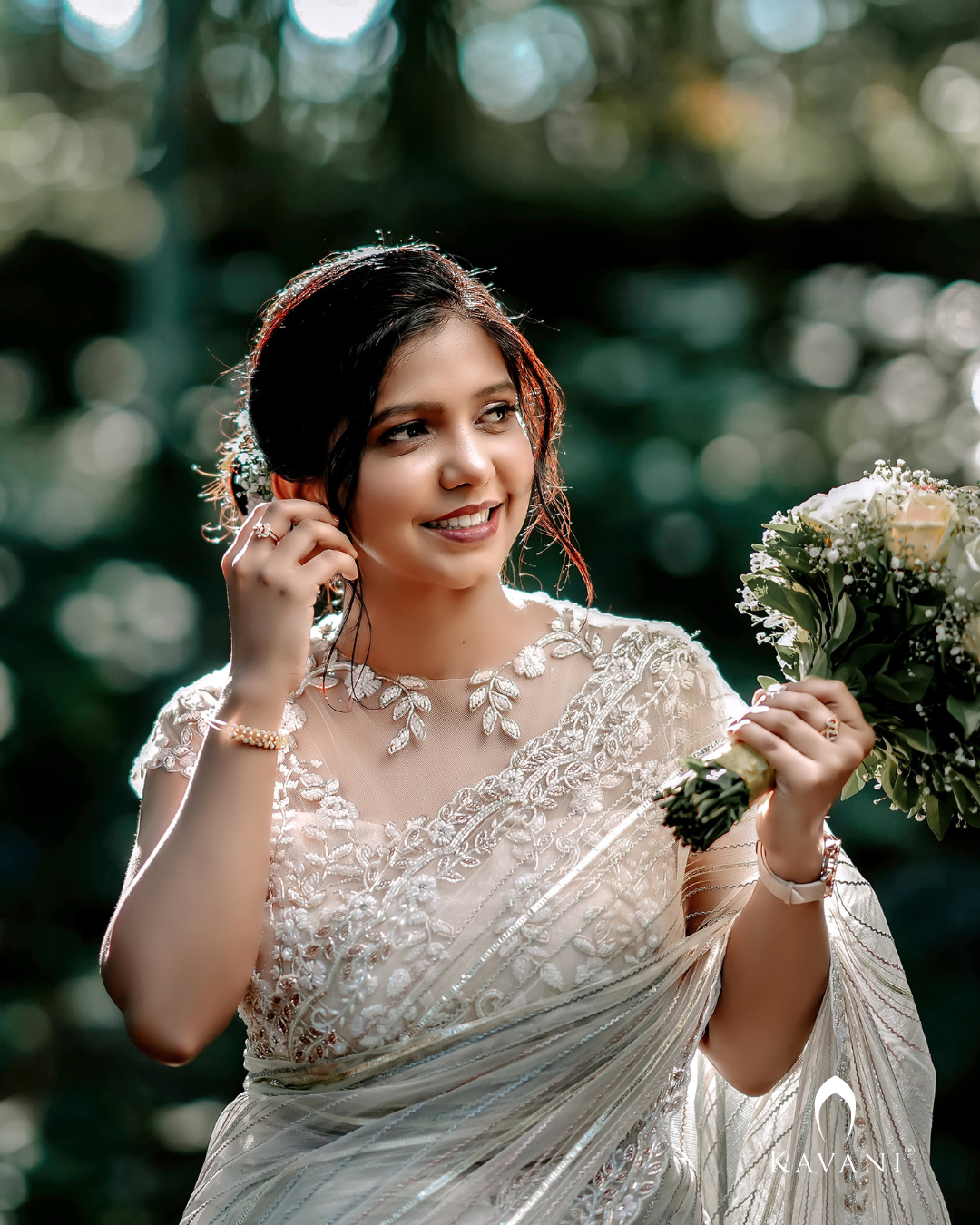 Signature  White organza saree with floral  hand embroidered  design blouse