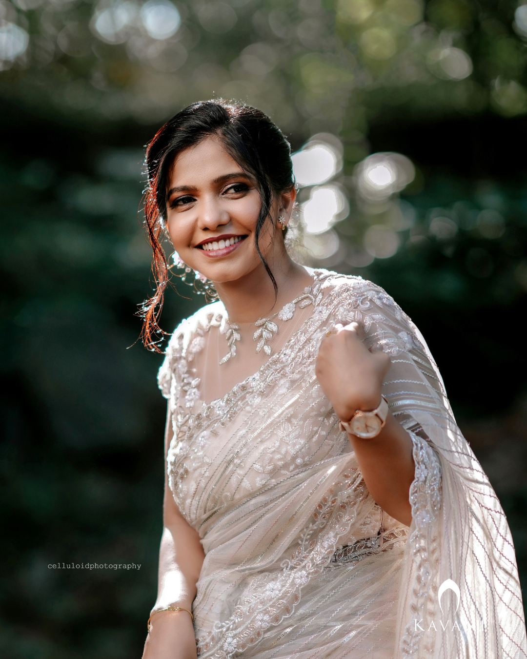 Signature  White organza saree with floral  hand embroidered  design blouse