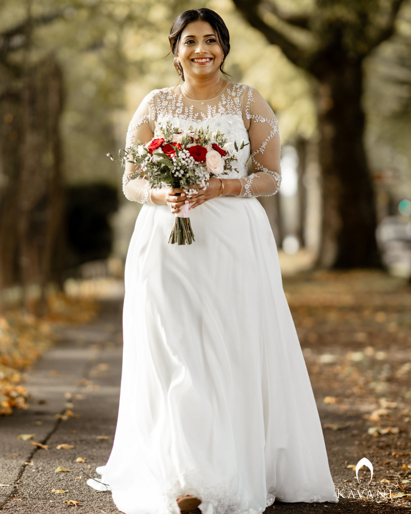 Signature christian Aline net gown with hand embroidery