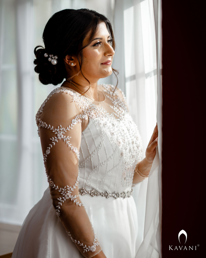 Signature christian Aline net gown with hand embroidery