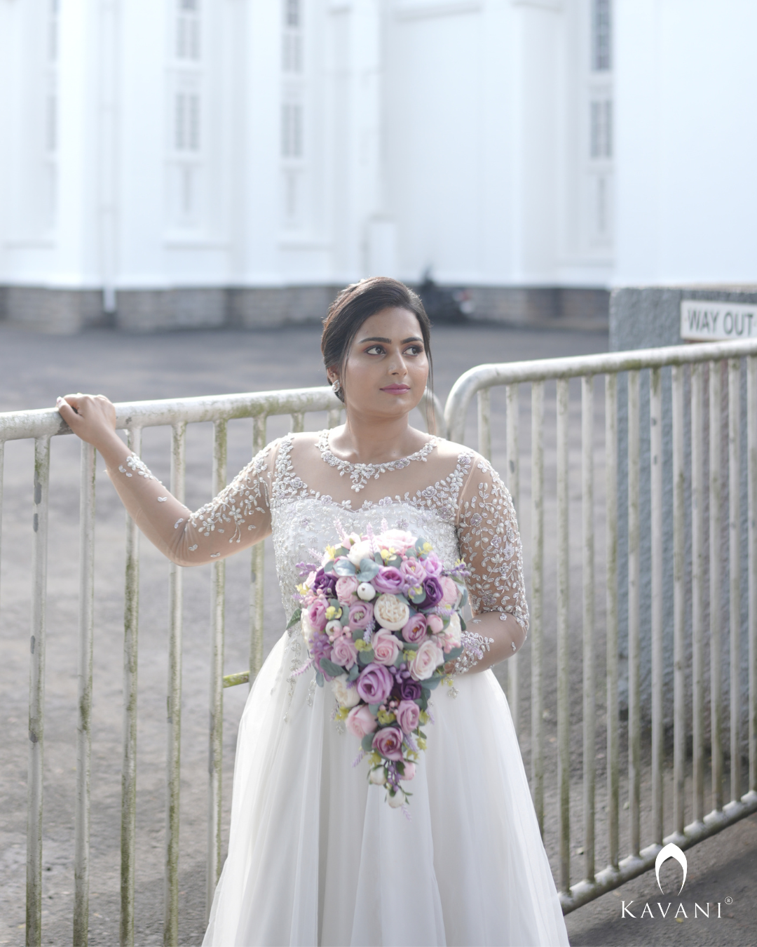 Signature bridal Aline gown with floral hand embroidery