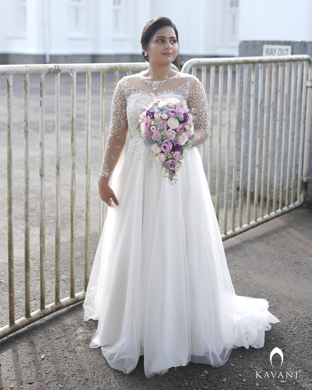 Signature bridal Aline gown with floral hand embroidery