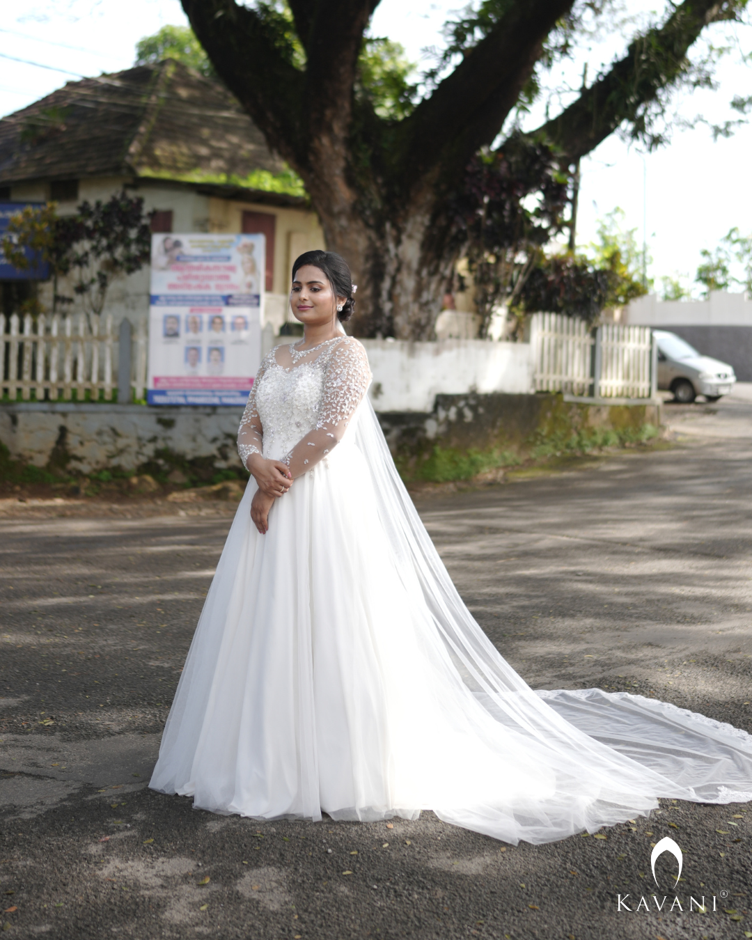 Signature bridal Aline gown with floral hand embroidery