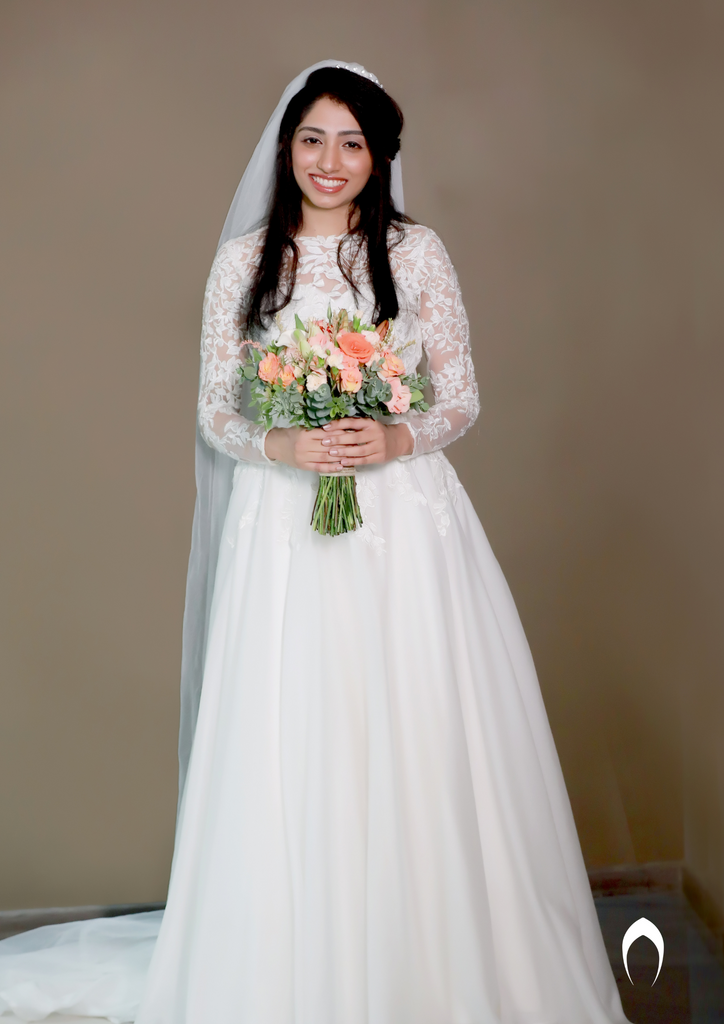 Signature christian bridal gown in satin organza with digi embroidery