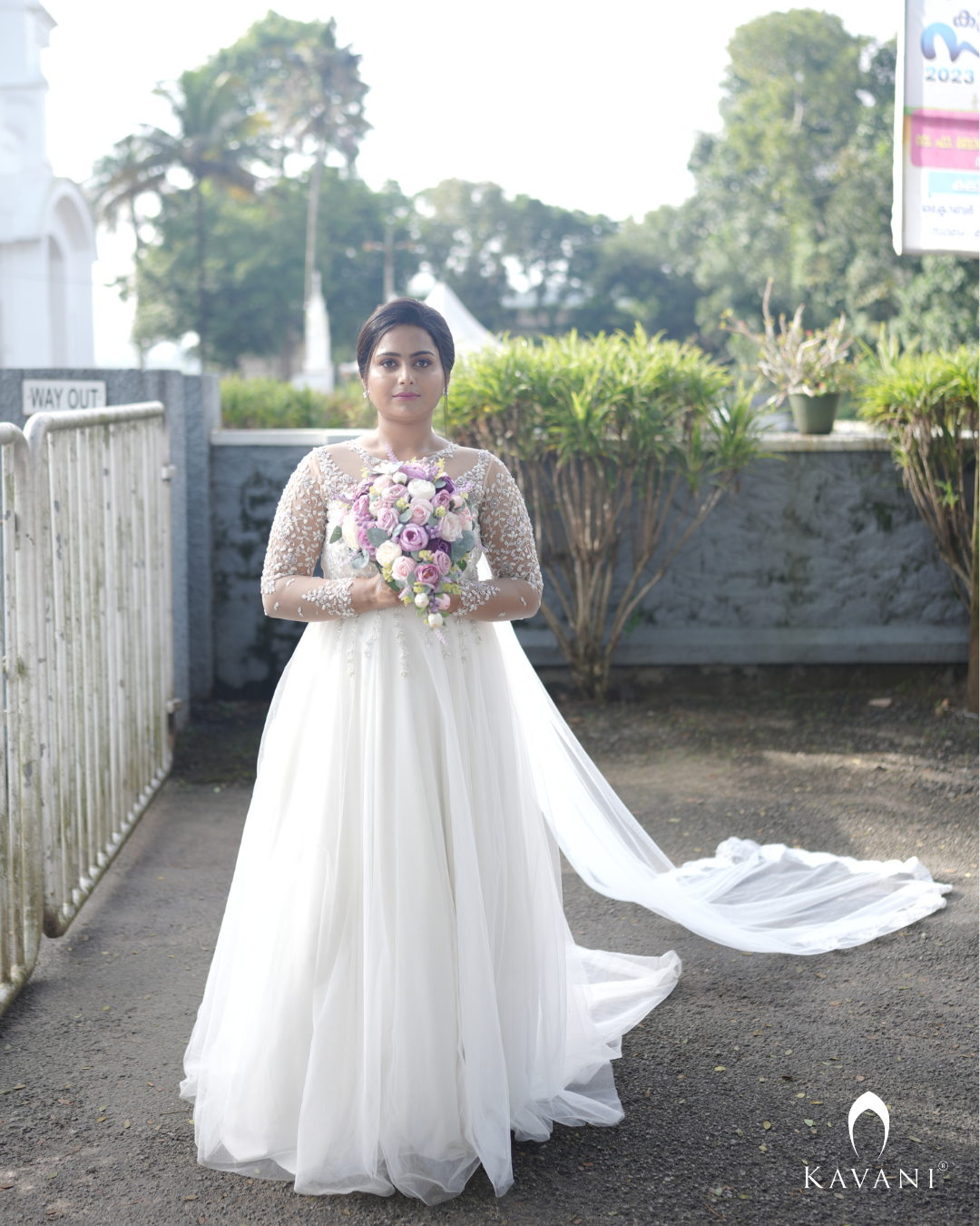 Signature bridal Aline gown with floral hand embroidery