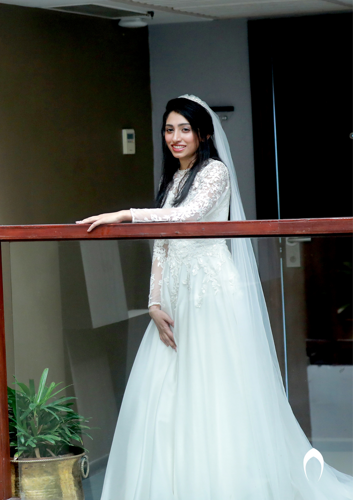 Signature christian bridal gown in satin organza with digi embroidery