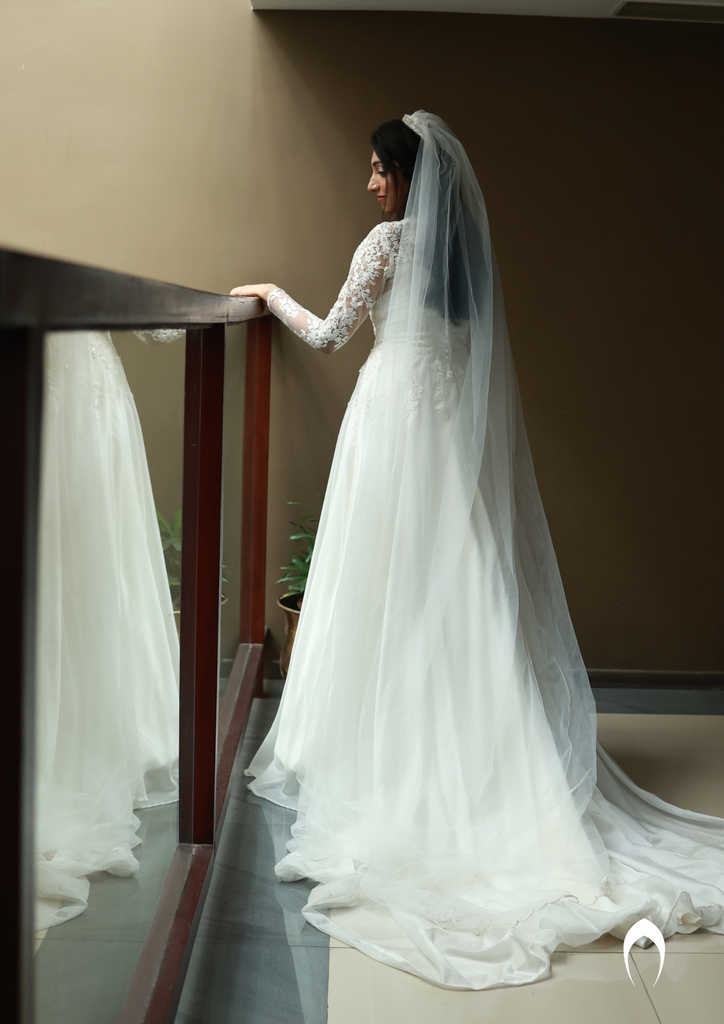 Signature christian bridal gown in satin organza with digi embroidery