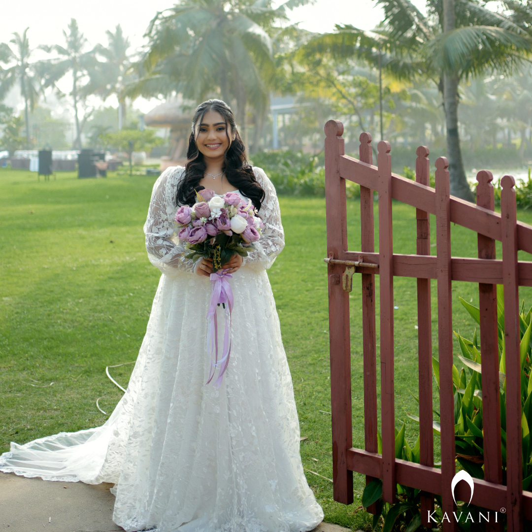 Beautiful and elegant bridal Aline trial gown in white lace