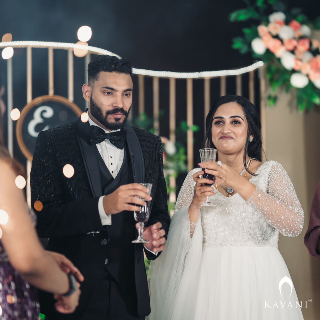 Our beautiful bride in her stunning aline bridal outfit with embellished lace and hand embroidery