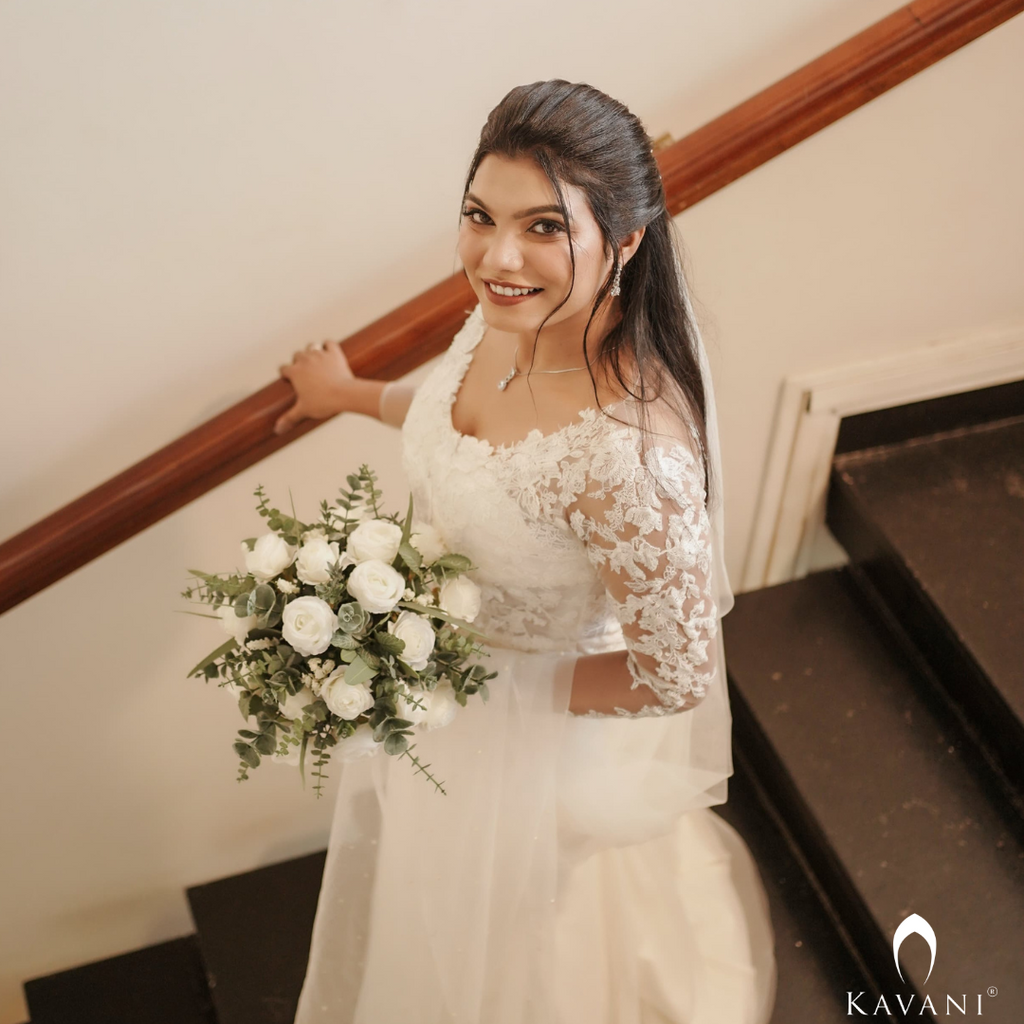 Our beautiful bride in stunning outfit in her mermaid bridal gown with beautiful lace embroidery