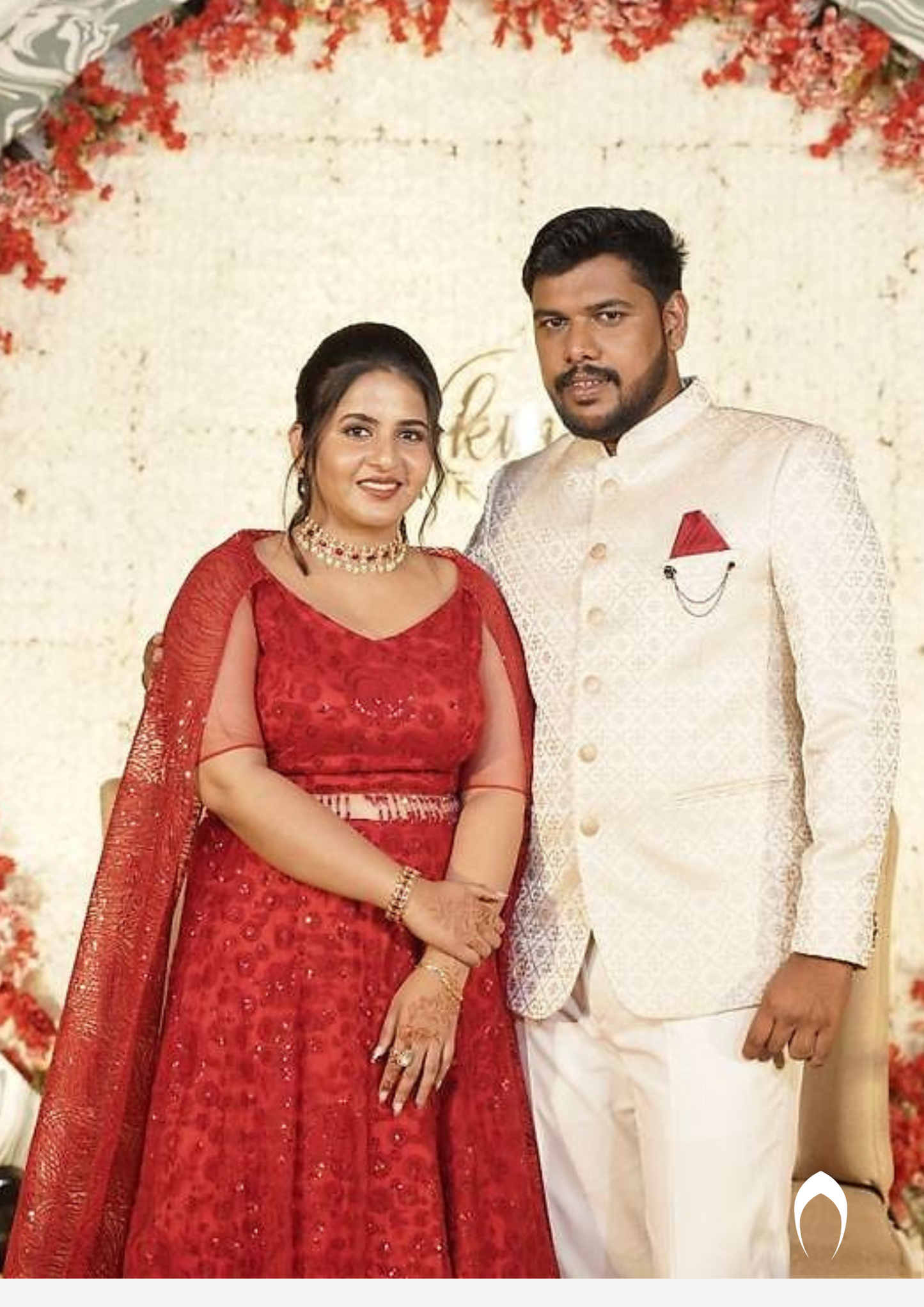 Signature bridal lehanga in bright red with trailing sleeve