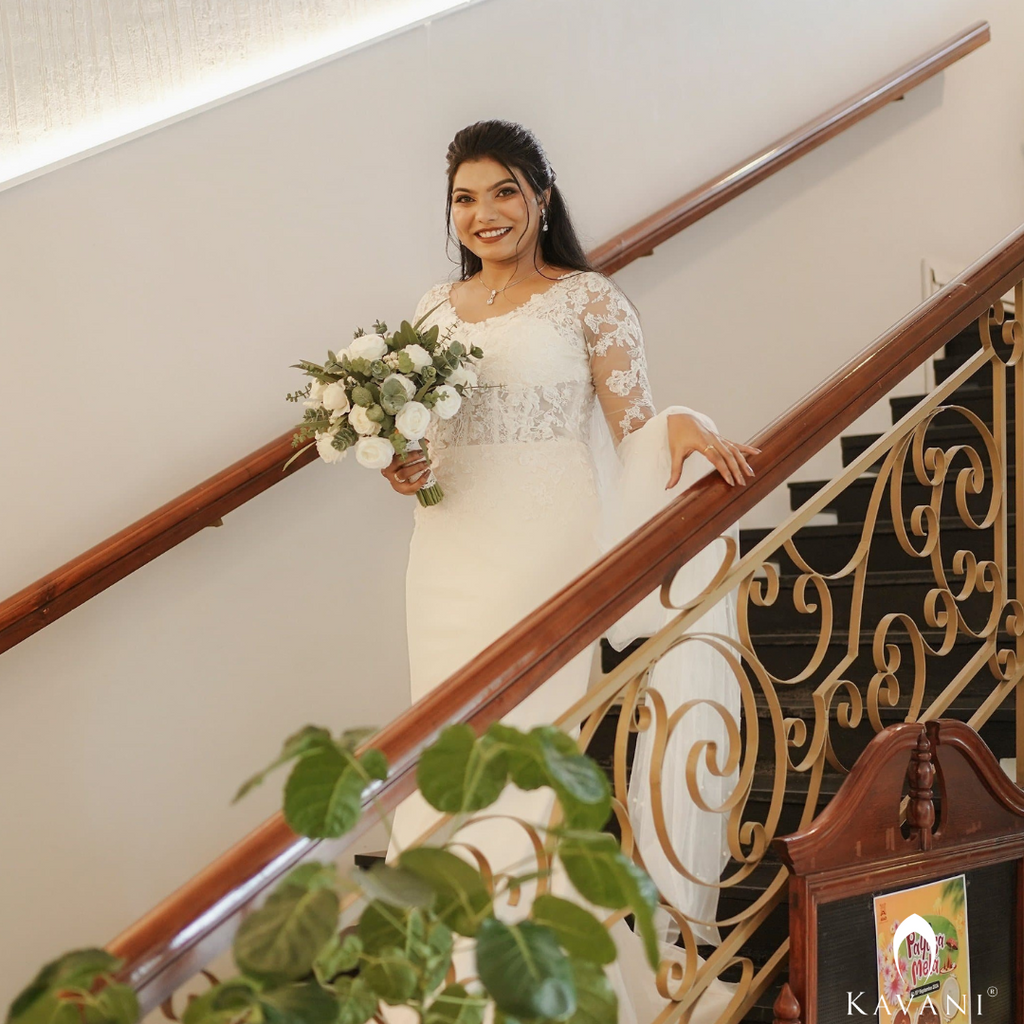 Our beautiful bride in stunning outfit in her mermaid bridal gown with beautiful lace embroidery