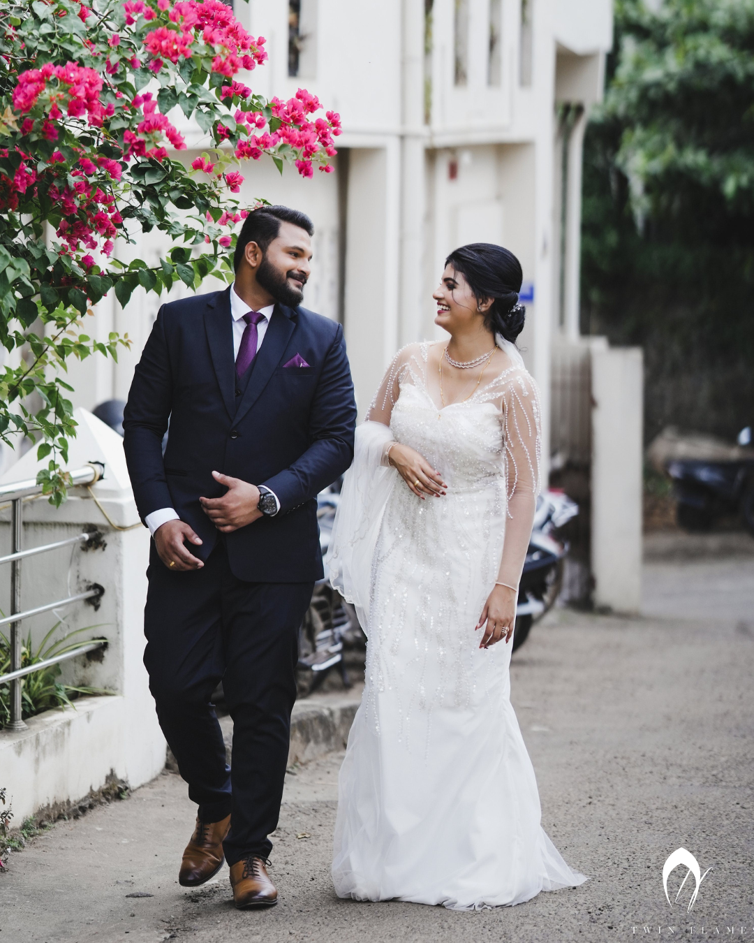 Signature bridal fish cut gown in embellished net with full sleeve