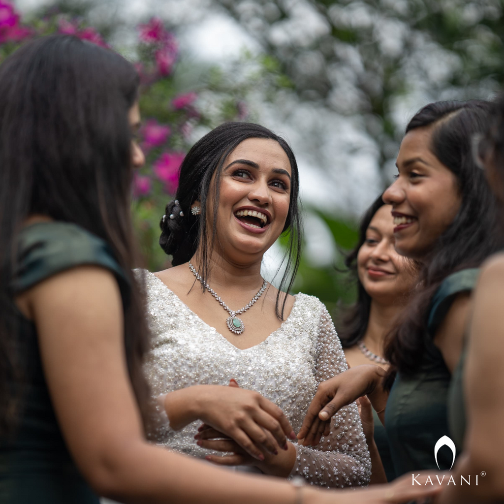 Our beautiful bride in her stunning aline bridal outfit with embellished lace and hand embroidery
