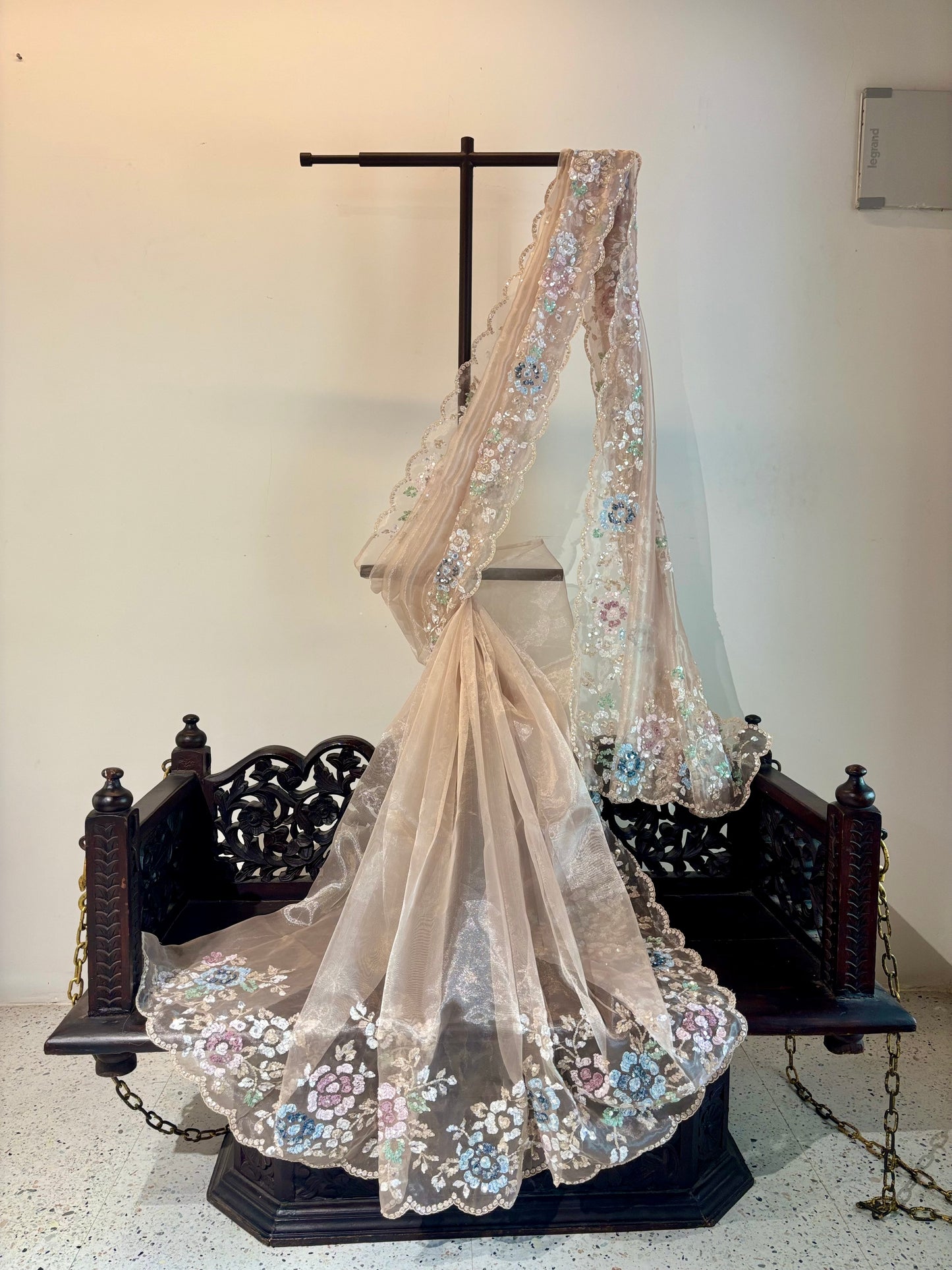 Rosegold tissue bridal saree