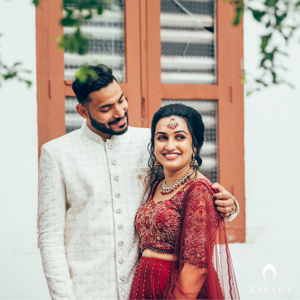 Our beautiful bride in her beautiful and elegant dark reddish lehenga with beautiful hand embroidery