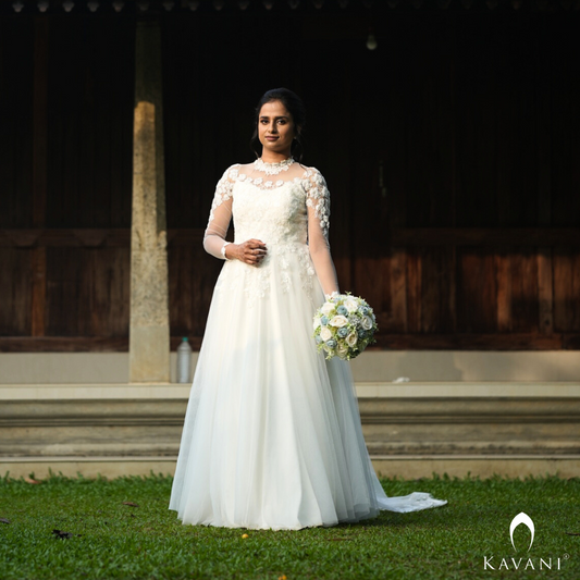 Signature bridal Aline gown with embellished lace and beautiful work on the neck