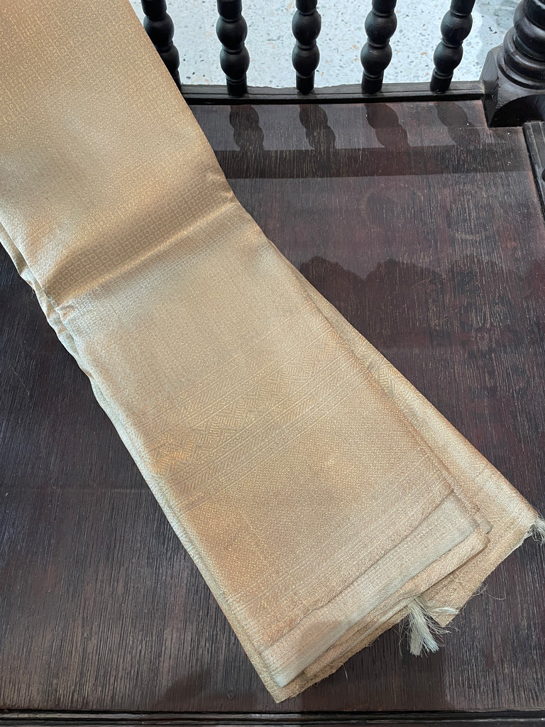 Signature bridal kanjivaram saree in Nude Green tone fully Jeri Woven