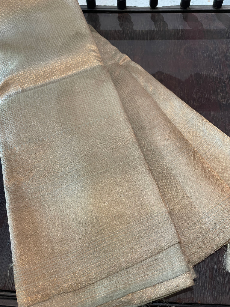 Signature bridal kanjivaram saree in Nude Green tone fully Jeri Woven