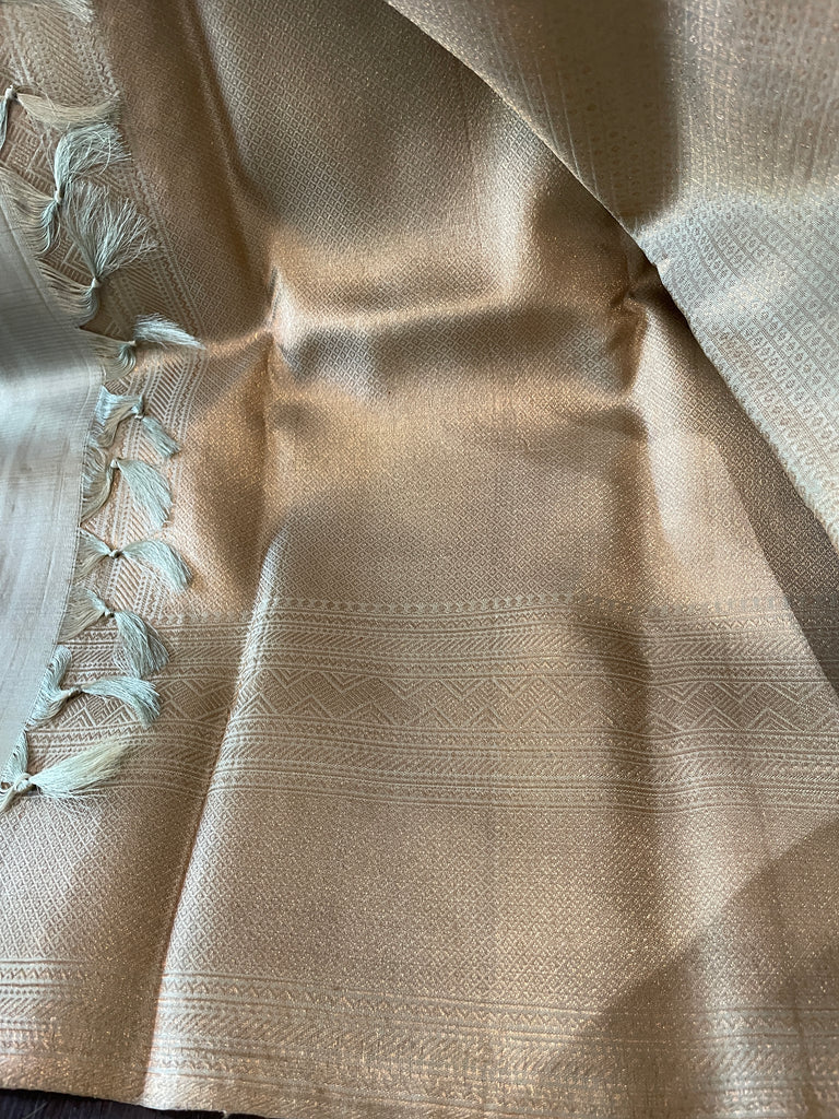 Signature bridal kanjivaram saree in Nude Green tone fully Jeri Woven
