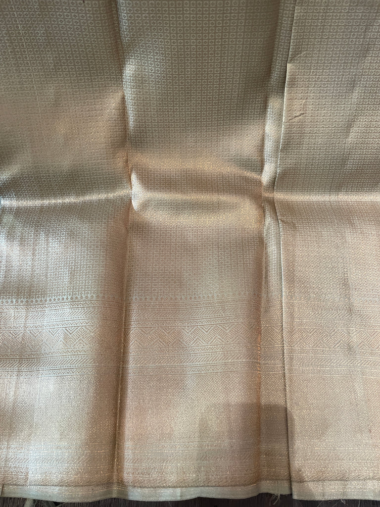 Signature bridal kanjivaram saree in Nude Green tone fully Jeri Woven