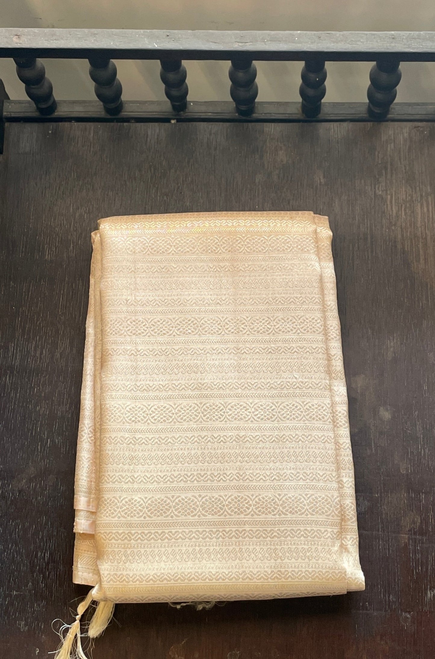 Signature bridal kanjivaram saree in subtle cream tone