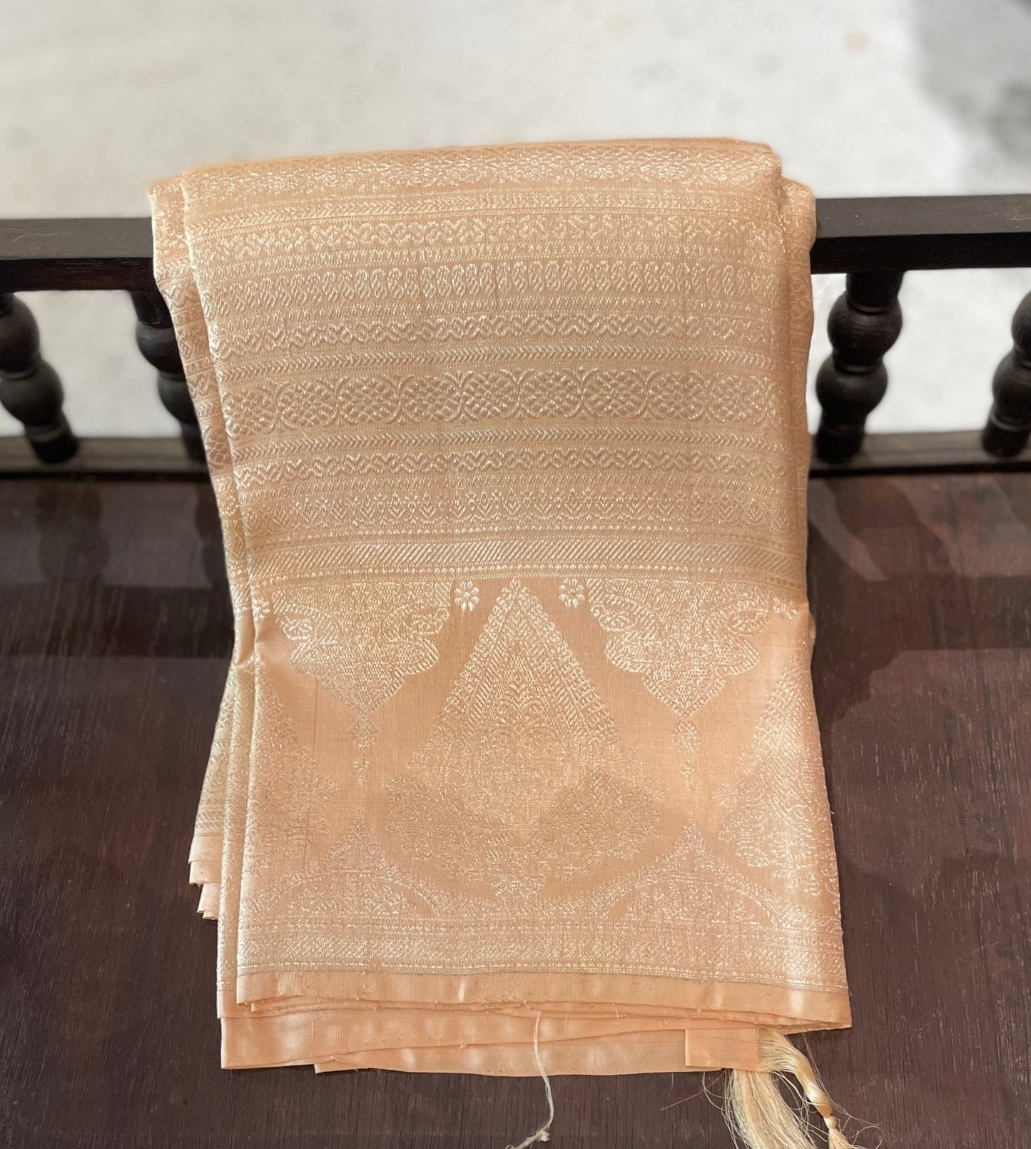 Signature bridal kanjivaram saree in subtle cream tone