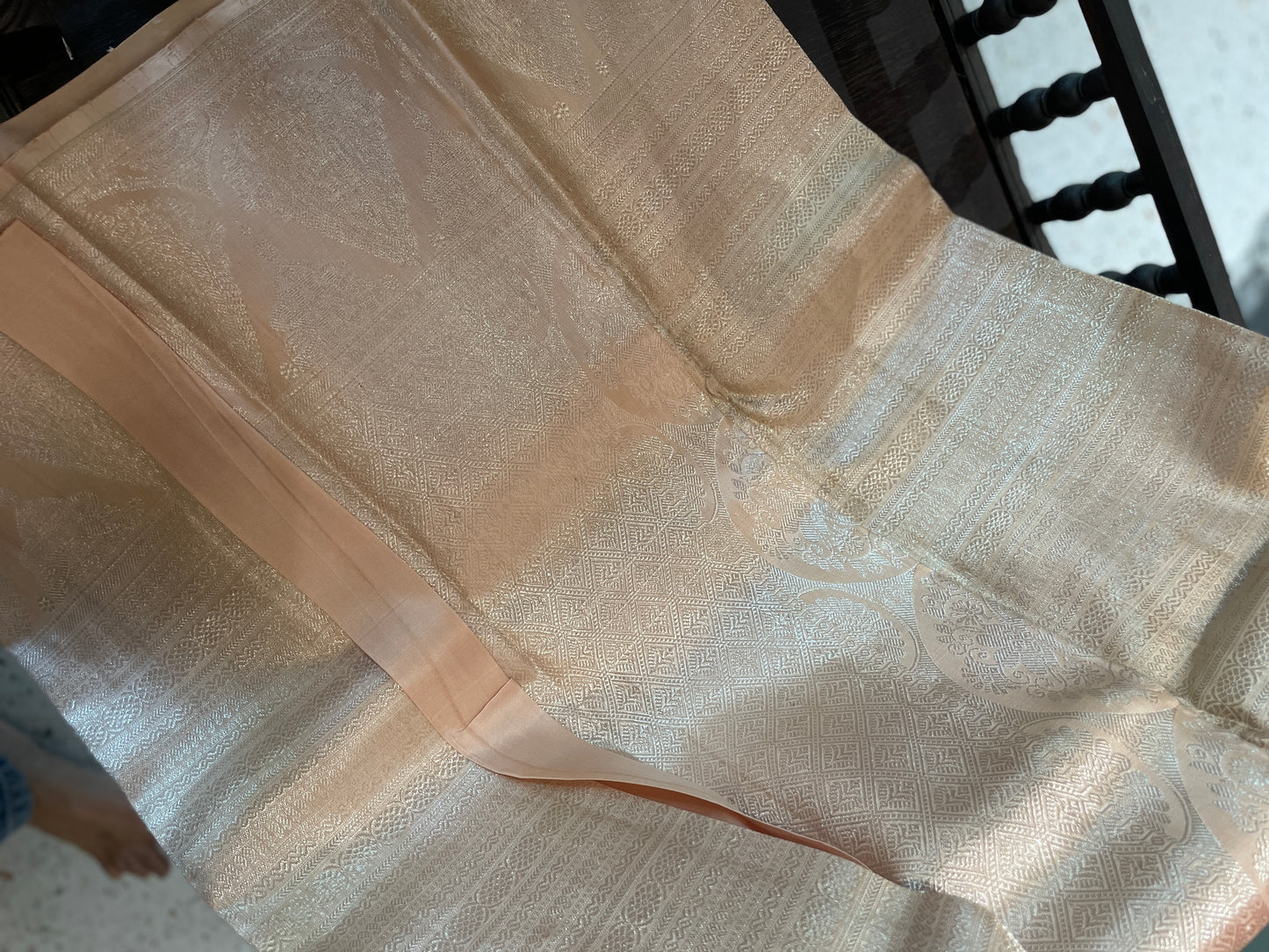 Signature bridal kanjivaram saree in subtle cream tone