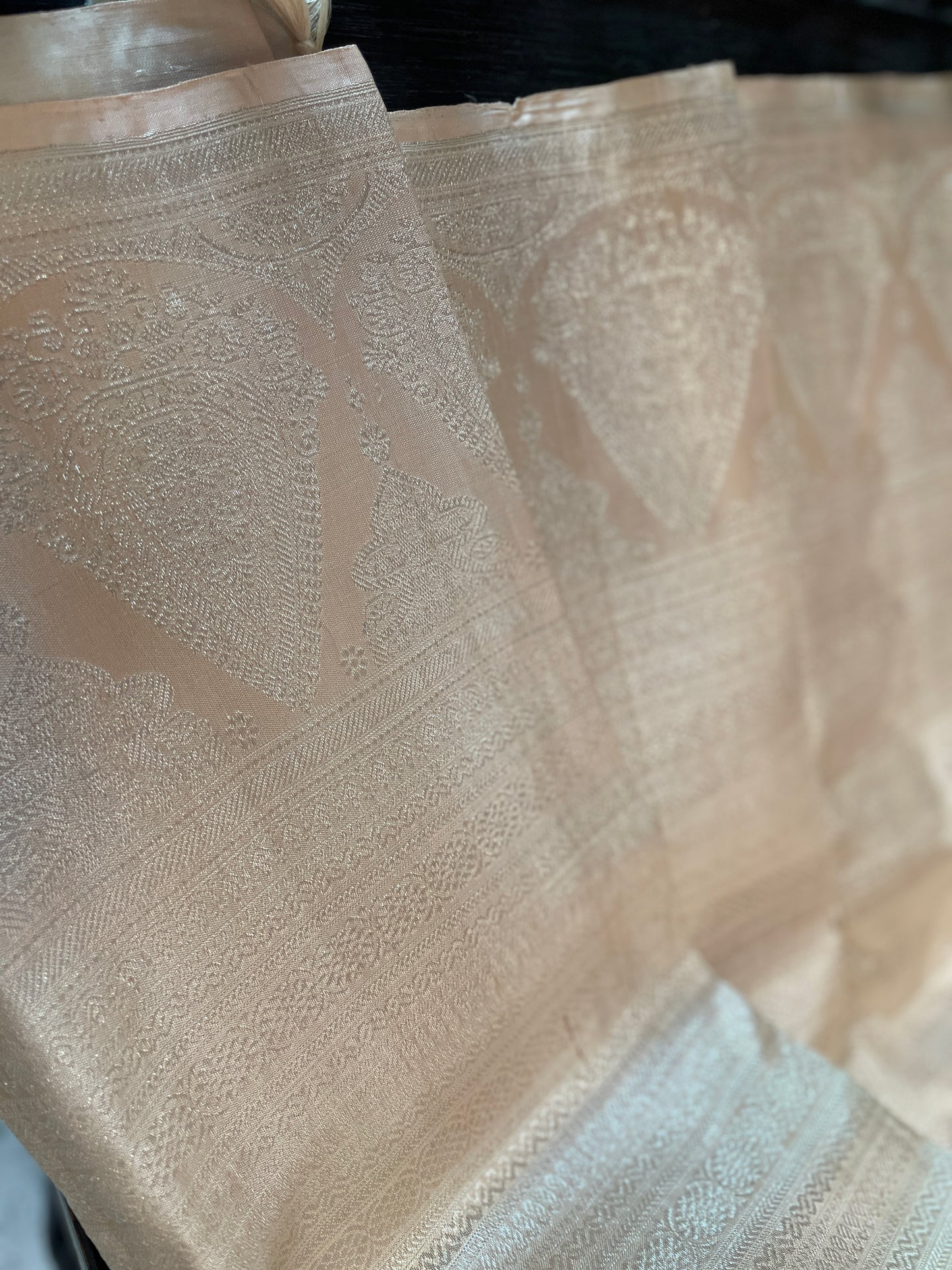 Signature bridal kanjivaram saree in subtle cream tone