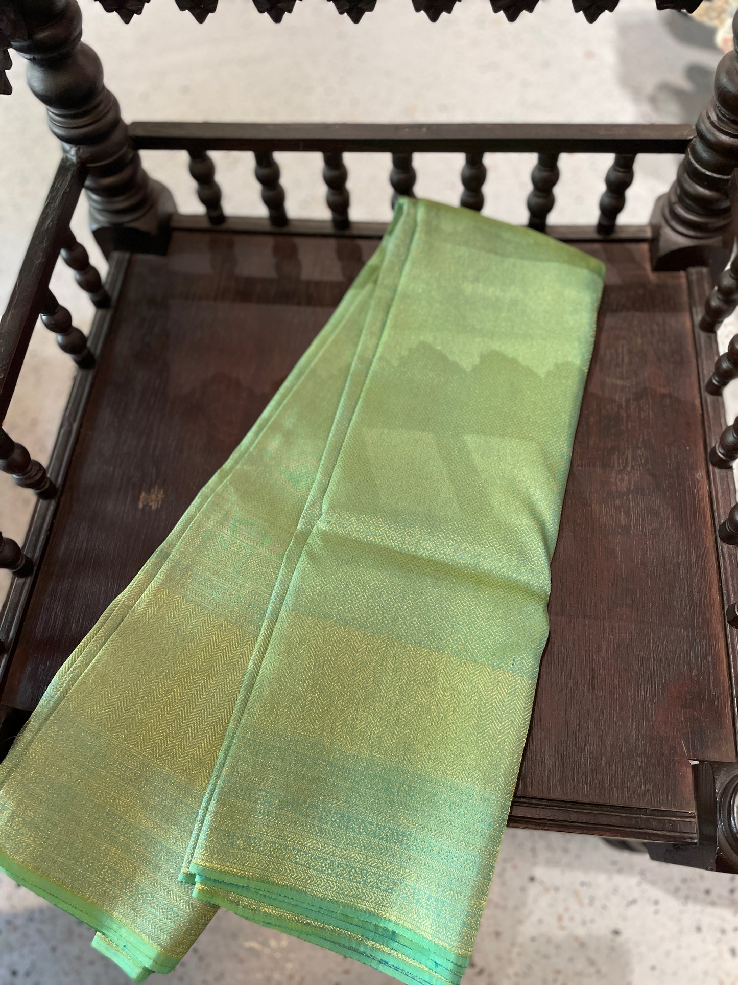 Signature bridal kanjivaram saree in Pastel Mint Green With Jeri fully Woven