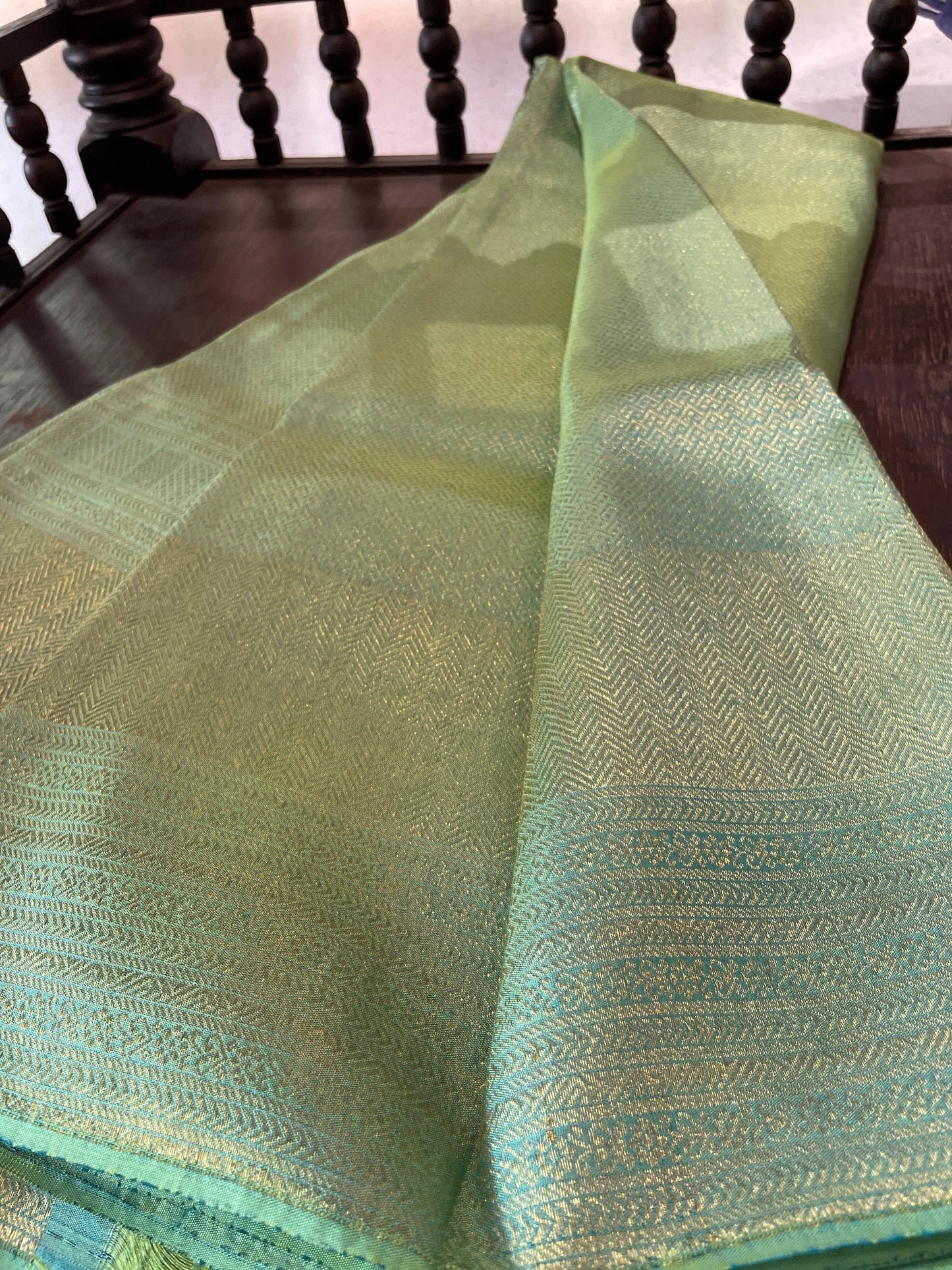 Signature bridal kanjivaram saree in Pastel Mint Green With Jeri fully Woven