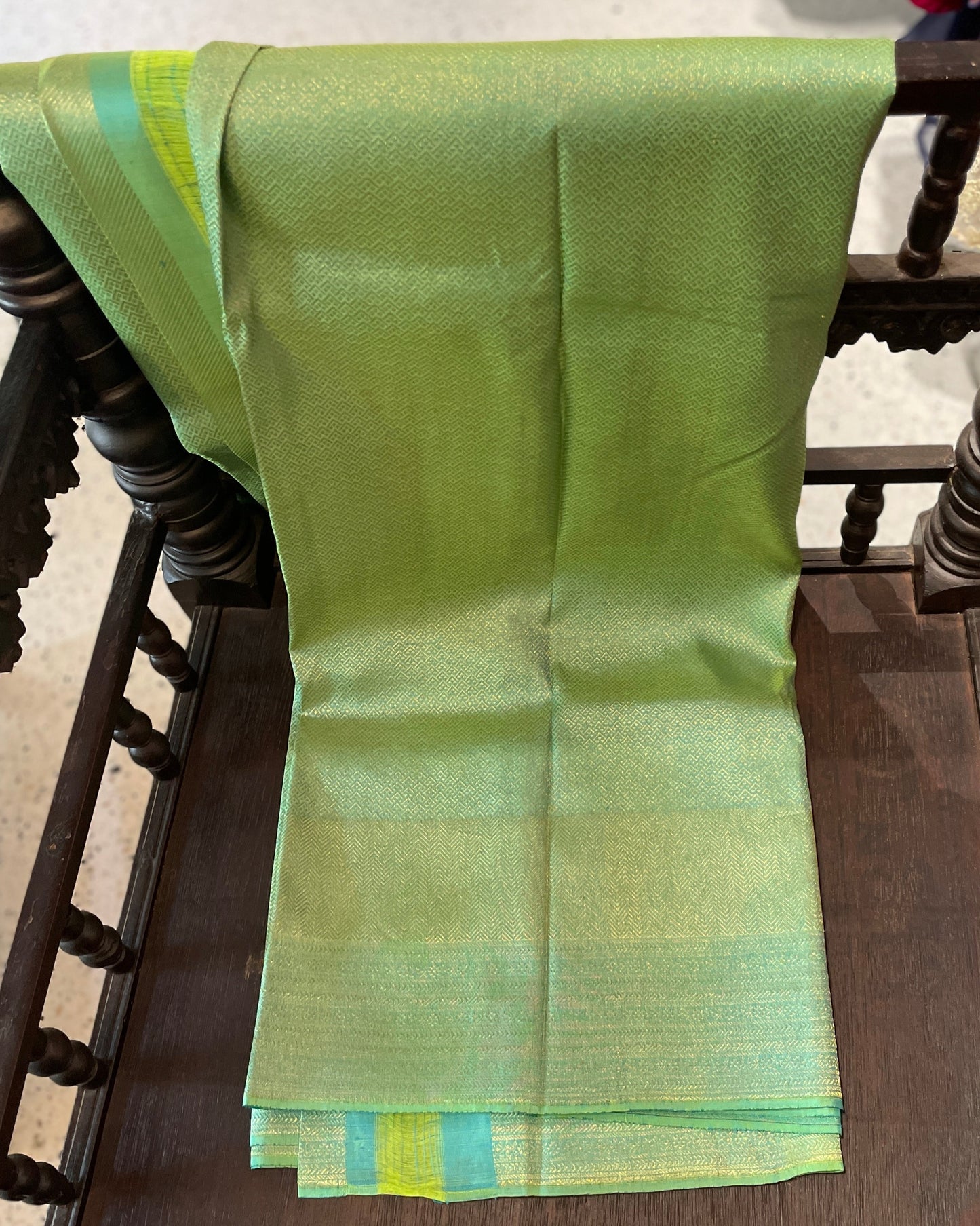 Signature bridal kanjivaram saree in Pastel Mint Green With Jeri fully Woven