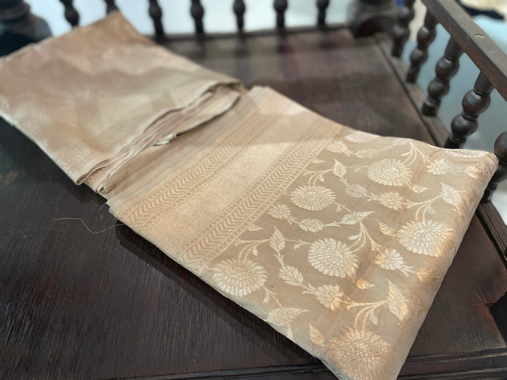 Signature bridal banarasi saree in nude tone Intricately Jeri Woven