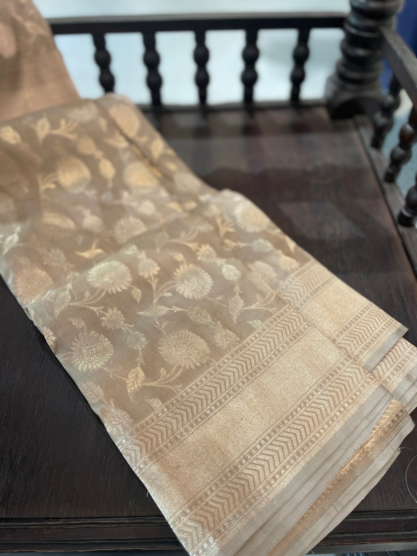 Signature bridal banarasi saree in nude tone Intricately Jeri Woven